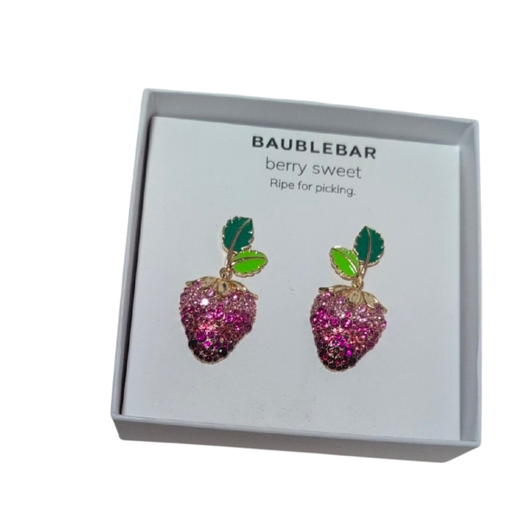 BaubleBar Sparkling Pink and Green Berry Earrings